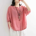 100 Cotton Loose Large Size Casual Women's Clothing Summer Short-sleeved Imitation Cotton and Linen T-shirt Top Half-sleeved T-shirt for Women