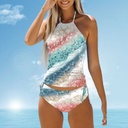 Yilin New Bikini European and American Women's Conservative Print Split Colorful Multicolor Diverse Swimsuit biki