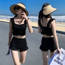 Swimsuit Women's Split Two-piece Set Conservative High Waist Slimming Belly Covering Students Mori Style Small Chest Gathered Korean ins Hot Spring