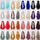 Direct sales cos wig color anime wig button net high temperature silk universal 80CM long curly hair