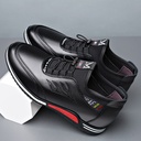 Men's Spring Leisure Sports Leather Shoes Comfortable Board Shoes British Style High-top Inner Height Men's Shoes