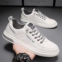 Shoes Men's Spring Soft Bottom Breathable White Shoes for Students Men's Leather Fashionable Casual Men's Shoes Outdoor Men's Board Shoes