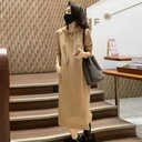 A large number of spot autumn and winter hooded sweater skirt long over-the-knee large size slim Korean version of loose slim dress