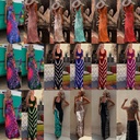 independent station new European and American sexy variety of printed backless cross dress dress women