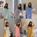 Ice Silk Dress Women's Summer Simple Pajamas Casual Mid-Length Dress Solid Color Loose Home Wear Factory