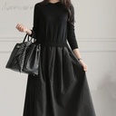 original single six-color spot Japanese and Korean autumn and winter long bottoming sweater dress stitching dress