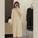 Hooded Mid-length Autumn and Winter Inner Knitted Dress New Lazy Style Loose Slimming Women's Sweater Dress