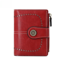 New RFID ladies wallet short card bag European and American oil wax leather change purse fashion buckle zipper wallet