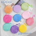 Candy Color Plush Round Coin Purse Keychain Cute Wallet Ladies ID Card Bag Simple Coin Bag Wholesale