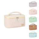 New open lid cake cosmetic bag PU solid color portable wash bag cosmetics portable storage bag cosmetic bag wholesale