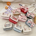 Princess Chanel Style Chain Bag Baby Pearl Accessories Hand Bag Trendy Children's Cute Bow Girl Shoulder Bag