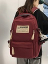 Spring and Summer Simple Travel Computer Backpack Casual Solid Color Label Shoulder High School High School Students' Large Capacity Schoolbag