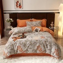 Autumn and winter sanding bedding four-piece cotton printed bed sheet quilt cover bed four-piece combed cotton thickened