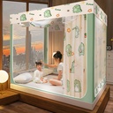 Mosquito Net with Bracket Bed Curtain Integrated Household Bedroom 1.5 m Closed Shading Square Top Anti-fall Zipper Tile