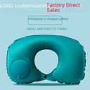 Inflatable U-shaped pillow to map custom LOGO travel three-piece aircraft U-shaped neck pillow inflatable pressing neck pillow wholesale