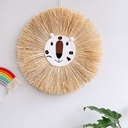 ins Decoration Nordic Style Home Decoration Children's Room Decoration Pendant Lafite Grass Woven Tiger Lion Hanging Wall Decoration