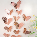 12 3D Metal Hollow Butterfly Decoration Three-dimensional Butterfly Home Butterfly Sticker Decoration