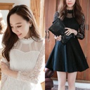 Autumn and Winter New Lace Dress Mid-length Long-sleeved Bottoming Dress Slim-fit Princess Dress Women's Clothing