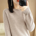 Autumn and winter New round neck sweater women's pullover sweater solid color long sleeve women's thin inner short base shirt