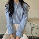 Soft milk blue sweater women's autumn and winter new Korean version of loose bottoming pullover Joker long sleeve knitted jacket wholesale