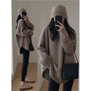 Raccoon Velvet Pullover Soft Waxy Sweater Women's Autumn and Winter Outer Wear Mid-length Japanese Style Lazy Retro Split Sweater Winter
