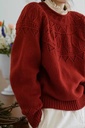 Korean Style Retro Hollow Red Sweater Women's Autumn and Winter New Design Sense Niche Elegant Simple High-end Knitwear