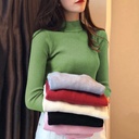 Core-spun Yarn Autumn New Korean Style Slim-fit Top Long-sleeved Knitted Half-turtleneck Pullover Sweater Base-layer Shirt for Women