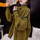 autumn and winter New Korean color matching turtleneck sweater women's loose lazy wind network popular sweater coat women's clothing
