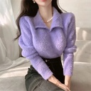 Spot autumn and winter New mink fur soft waxy Korean fashion temperament foreign style all-match women's sweater