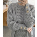 Design Sense Soft Waxy Twist Sweater Women's Autumn and Winter Korean Style Retro Lazy Style Crewneck Pullover Sweater Loose Top
