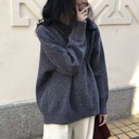 Solid Color Soft Waxy Lazy Style Pullover Sweater Women's Autumn and Winter New Loose All-match Round Neck Sweater for Outer Wear
