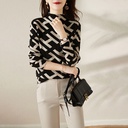 Autumn and Winter Autumn and Winter Letter Wool Knitwear Stylish Jacquard Top Elegant Sweater All-match Slim-fit Base