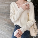 Trendy Brand ins Fashionable Elegant Long-sleeved Sweater Women's New V-neck Pullover Loose All-match Knitted Bottoming Top