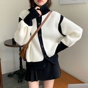 Vertical Collar Design Gentle Lazy Style Sweater Women's Autumn and Winter Loose Outer Wear New Korean Style Knitted Cardigan Jacket Trendy