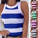 Digital Printed Women's Crewneck I-shaped Vest Sexy Summer Striped Printed Sleeveless Vest for Women