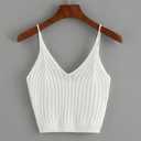 camisole knitted vest solid color slim-fit short top V-neck sexy bottoming women's