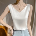 Acetate satin V-neck camisole women's summer fashion all-match artificial silk inner sleeveless top