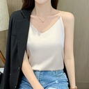 Summer V-neck Sleeveless Camisole Women's Outer Wear Top Inner Suit Satin Base Shirt