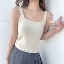 Spring and Summer Knitwear Ice Silk Camisole Women's Sweater Slim-fit Hot Girl Top Short Square Collar Inner Base Shirt