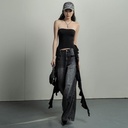 XY23149 Summer New European and American Style Design Sense Fashion Street Slim Ribbon Strapless Vest Top