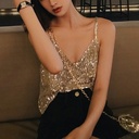 Sling Outer Wear Trendy Disco Summer Korean Style New Golden Glitter Sequin Vest Women's Inner Wear Sexy Women