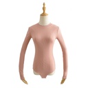 Autumn sexy solid color long sleeve small round neck jumpsuit anti-running base knitted t
