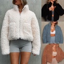 autumn and winter Europe and the United States women's clothing new plush cardigan short jacket lambswool coat women