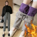 New Casual Pants Autumn and Winter Thickened Fleece-lined Wool Pants High Waist Carrot Pants Loose Skinny Pants All-match Pipe Pants