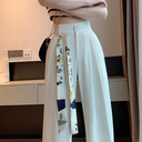 spring and summer narrow wide-leg pants women's straight high waist draping slimming loose casual mopping pants belt