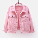 Spring and Autumn New Colorful Large Size Denim Jacket Women's Short Korean Style Loose bf Long Sleeve Jacket Student Top