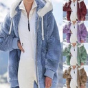 Spot independent station hot sale new autumn and winter loose plush zipper hooded coat women