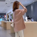 250g Pearl Cotton Stripe Coat Sweater Women's Autumn and Winter Thin Korean Round Neck Long Sleeve T-shirt Large Size