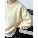 Luxi Simple Profile Loose BF Solid Color Lazy Pullover Sweatshirt Women's ins Letter Embroidered Long-sleeved Top 2267