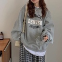 Crewneck Sweater Women's Japanese Spring Autumn and Winter New Student Printed Letter Pullover Top